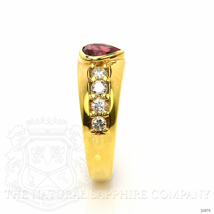 0.82 Ct. Ruby and Natural Diamond Pave Ring, 18K Yellow Gold