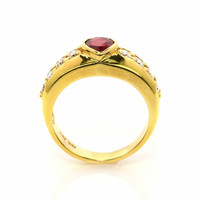 0.82 Ct. Ruby and Natural Diamond Pave Ring, 18K Yellow Gold Image