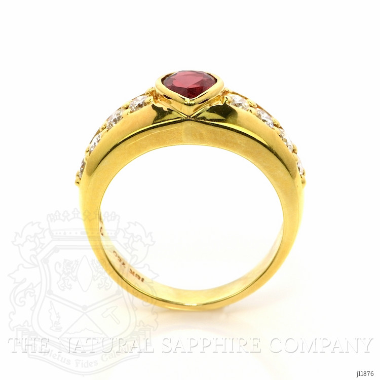 0.82 Ct. Ruby and Natural Diamond Pave Ring, 18K Yellow Gold