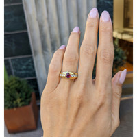 0.82 Ct. Ruby and Natural Diamond Pave Ring, 18K Yellow Gold Life Style