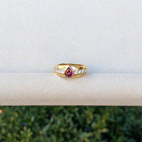 0.82 Ct. Ruby and Natural Diamond Pave Ring, 18K Yellow Gold Life Style