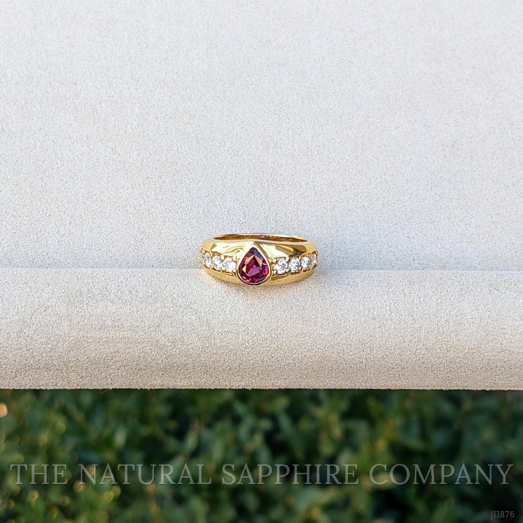 0.82 Ct. Ruby and Natural Diamond Pave Ring, 18K Yellow Gold