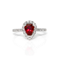 1.58 Ct. Ruby and Natural Diamond Pave Ring, 18K White Gold Video