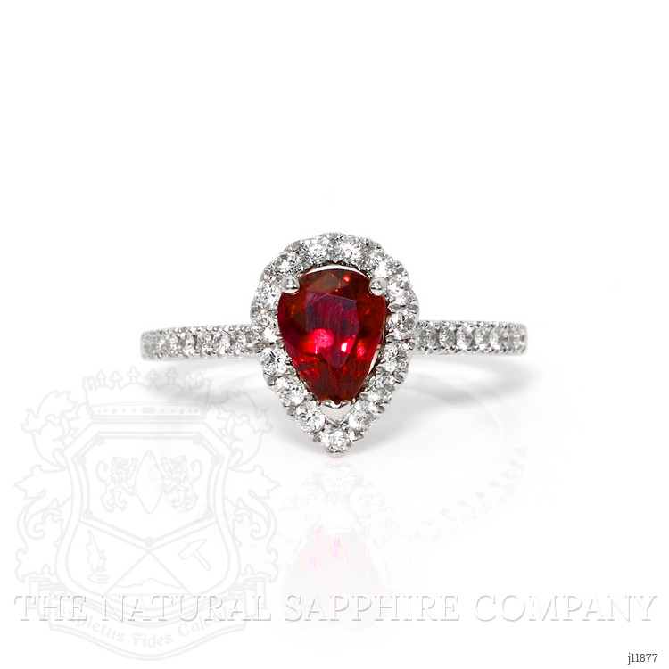1.58 Ct. Ruby and Natural Diamond Pave Ring, 18K White Gold