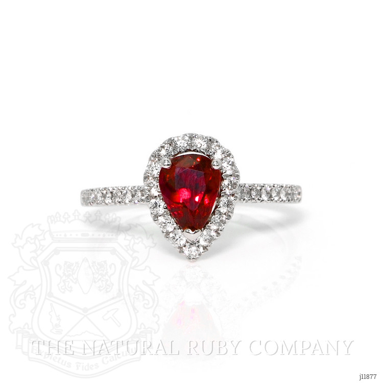 1.58 Ct. Ruby and Natural Diamond Pave Ring, 18K White Gold