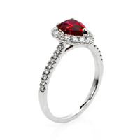 1.58 Ct. Ruby and Natural Diamond Pave Ring, 18K White Gold Image