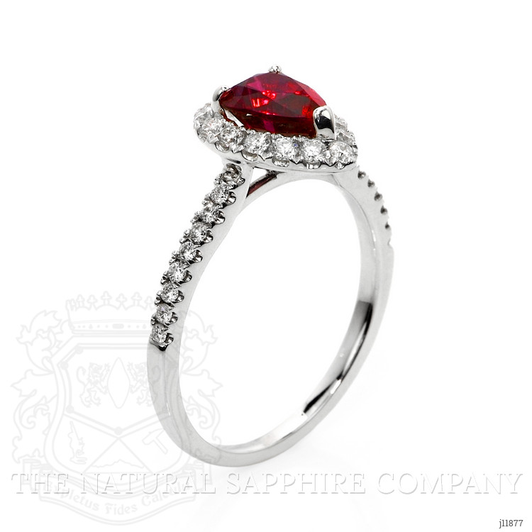 1.58 Ct. Ruby and Natural Diamond Pave Ring, 18K White Gold