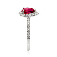 1.58 Ct. Ruby and Natural Diamond Pave Ring, 18K White Gold Image