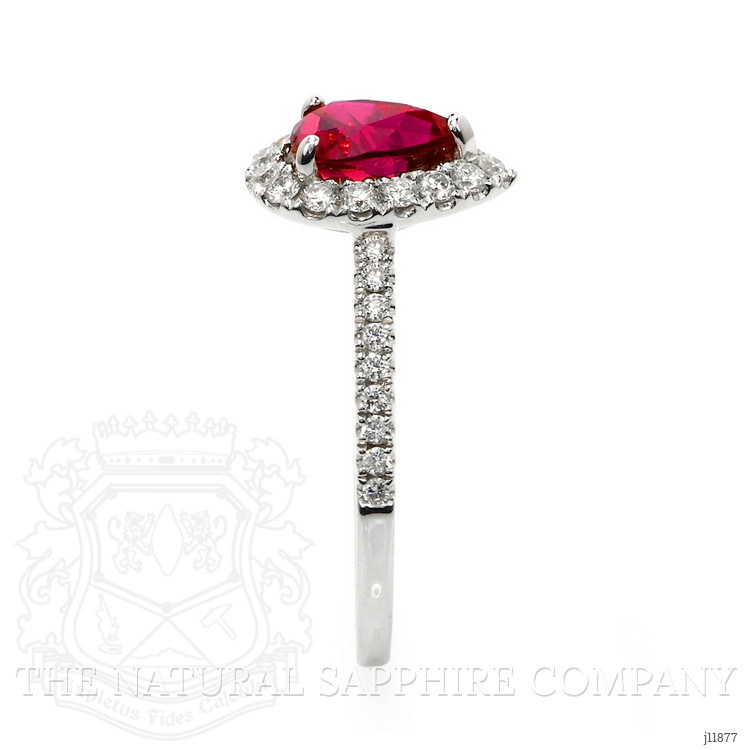 1.58 Ct. Ruby and Natural Diamond Pave Ring, 18K White Gold