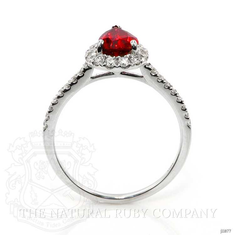1.58 Ct. Ruby and Natural Diamond Pave Ring, 18K White Gold