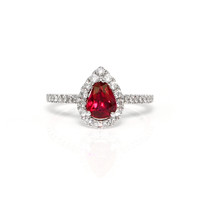 1.58 Ct. Ruby and Natural Diamond Pave Ring, 18K White Gold Video