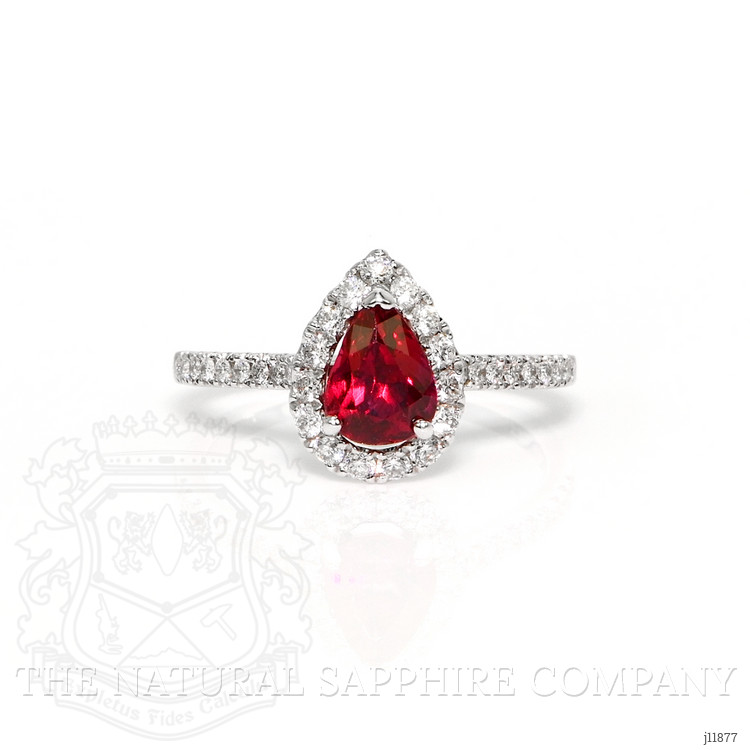 1.58 Ct. Ruby and Natural Diamond Pave Ring, 18K White Gold