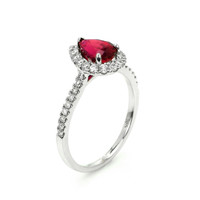 1.58 Ct. Ruby and Natural Diamond Pave Ring, 18K White Gold Image