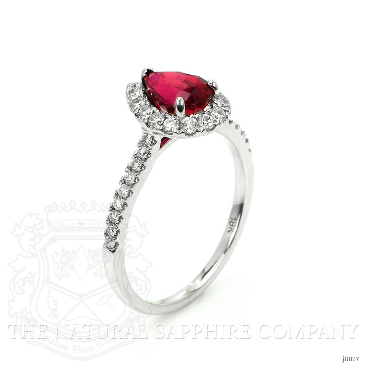 1.58 Ct. Ruby and Natural Diamond Pave Ring, 18K White Gold