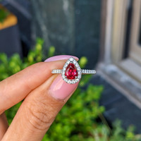 1.58 Ct. Ruby and Natural Diamond Pave Ring, 18K White Gold Life Style