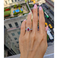 1.58 Ct. Ruby and Natural Diamond Pave Ring, 18K White Gold Life Style
