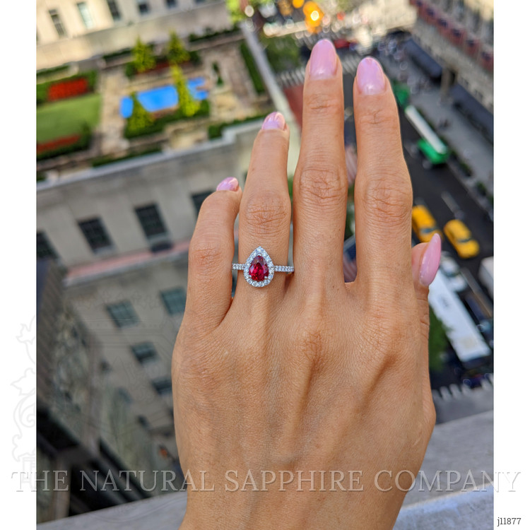1.58 Ct. Ruby and Natural Diamond Pave Ring, 18K White Gold