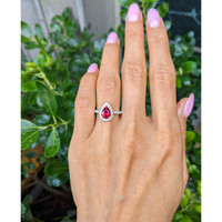 1.58 Ct. Ruby and Natural Diamond Pave Ring, 18K White Gold Life Style