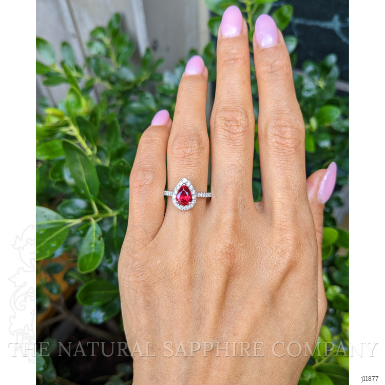 1.58 Ct. Ruby and Natural Diamond Pave Ring, 18K White Gold