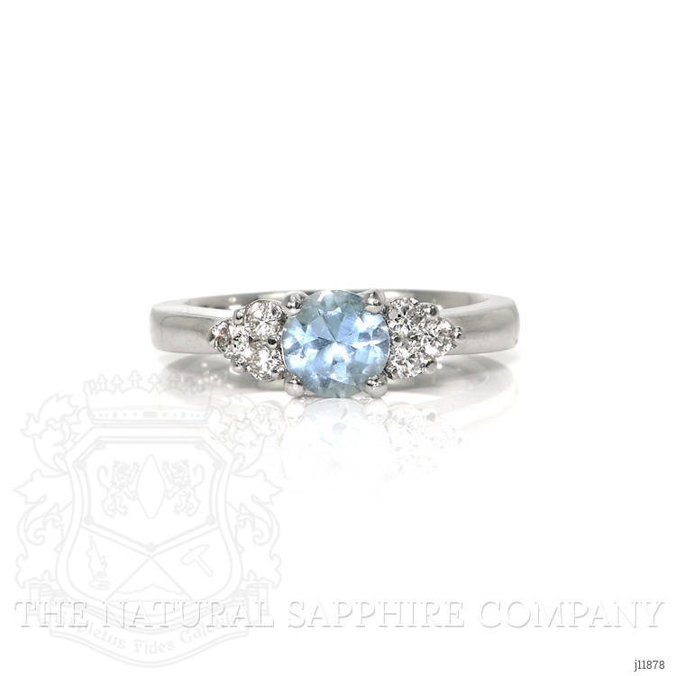1.74 Ct. Blue Aquamarine and Natural Diamond Three Stone Ring, Platinum 950