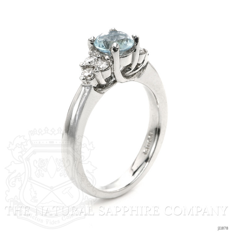 1.74 Ct. Blue Aquamarine and Natural Diamond Three Stone Ring, Platinum 950