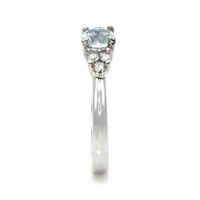 1.74 Ct. Blue Aquamarine and Natural Diamond Three Stone Ring, Platinum 950 Image