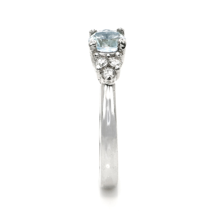 1.74 Ct. Blue Aquamarine and Natural Diamond Three Stone Ring, Platinum 950