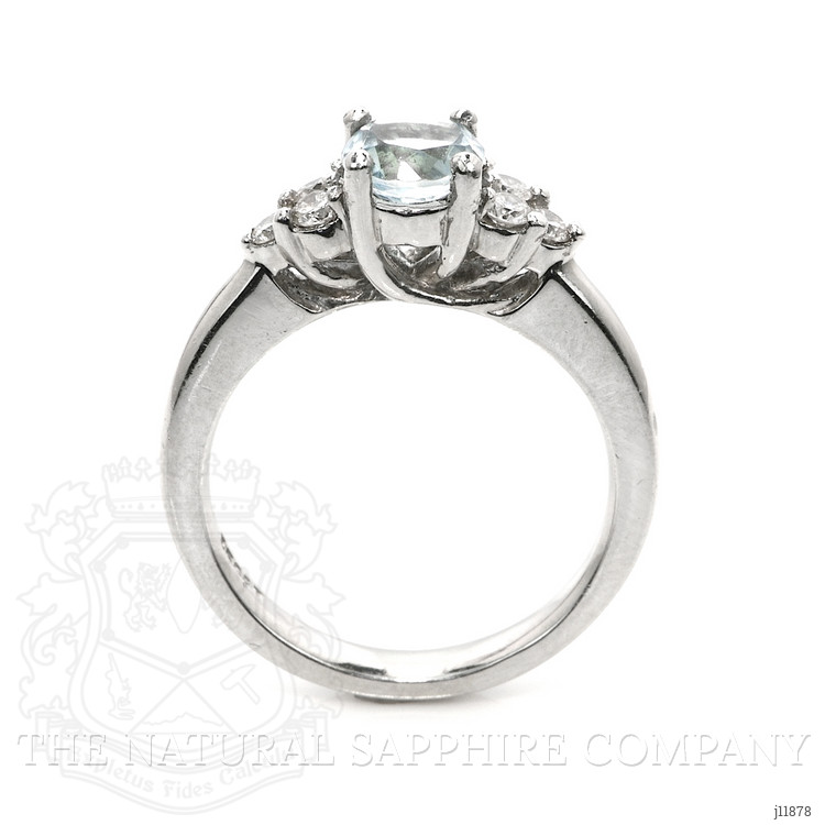 1.74 Ct. Blue Aquamarine and Natural Diamond Three Stone Ring, Platinum 950