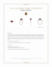 1.52 Ct. Ruby and Natural Diamond Three Stone Ring, Platinum 950 Appraisal