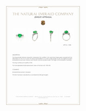 2.62 Ct.Tw.Total Carat Weight Emerald and Natural Diamond Three Stone Ring, Platinum 950 Appraisal