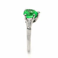 2.62 Ct.Tw.Total Carat Weight Emerald and Natural Diamond Three Stone Ring, Platinum 950 Image