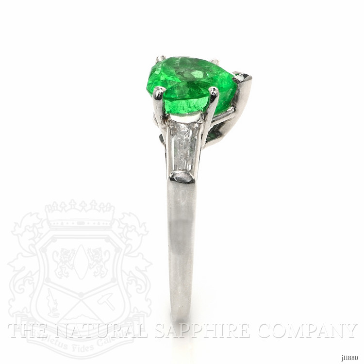 2.62 Ct.Tw. Emerald and Natural Diamond Three Stone Ring, Platinum 950