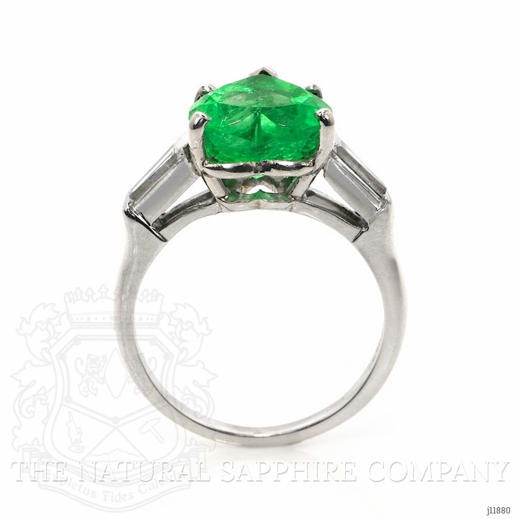 2.62 Ct.Tw. Emerald and Natural Diamond Three Stone Ring, Platinum 950