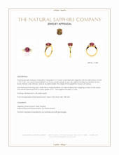 3.13 Ct. Purplish Red Ruby and Natural Diamond Three Stone Ring, 14K Yellow Gold Appraisal