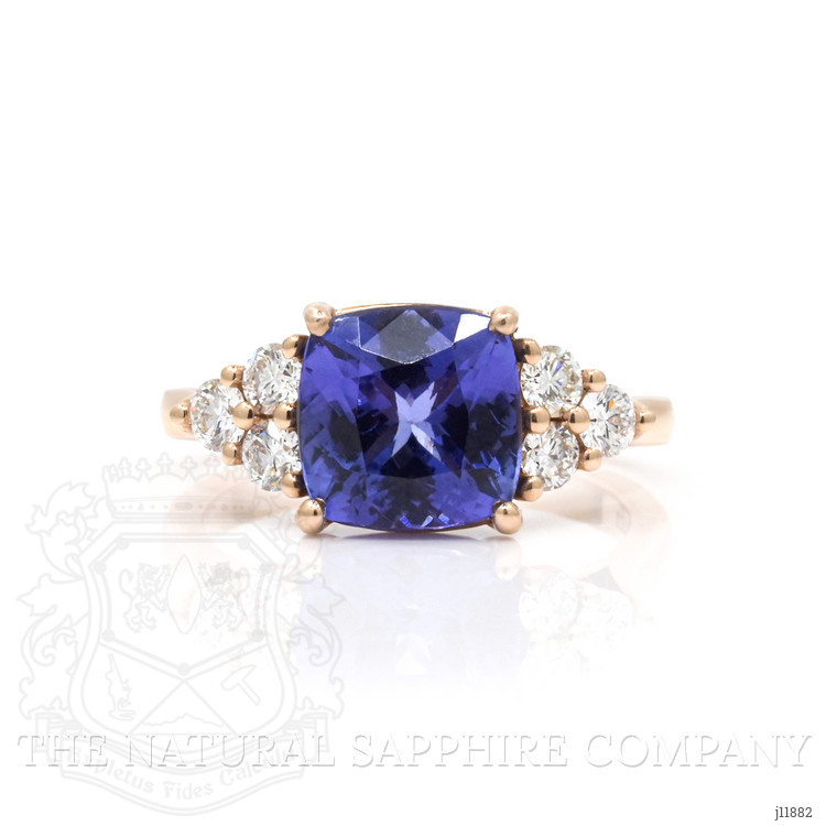2.73 Ct. Violet Tanzanite and Natural Diamond Accent Stones Ring, 14K Rose Gold