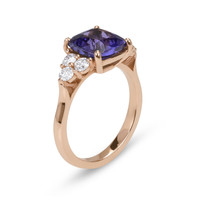 2.73 Ct. Violet Tanzanite and Natural Diamond Accent Stones Ring, 14K Rose Gold Image