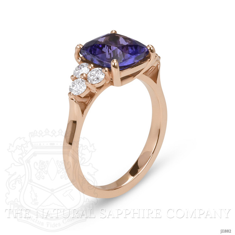 2.73 Ct. Violet Tanzanite and Natural Diamond Accent Stones Ring, 14K Rose Gold