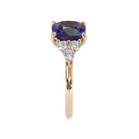 2.73 Ct. Violet Tanzanite and Natural Diamond Accent Stones Ring, 14K Rose Gold Image