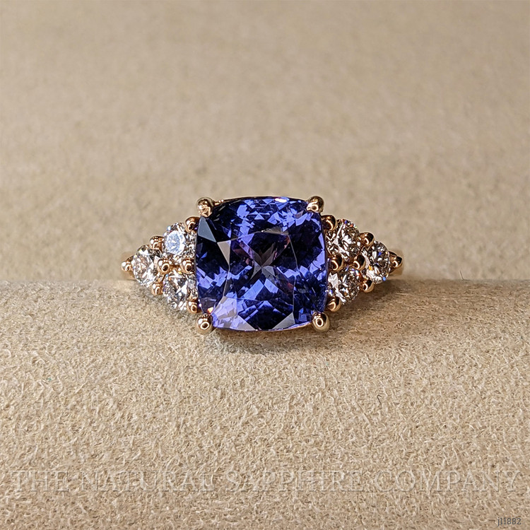 2.73 Ct. Violet Tanzanite and Natural Diamond Accent Stones Ring, 14K Rose Gold