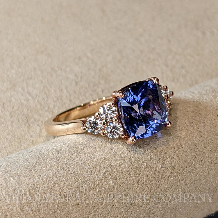 2.73 Ct. Violet Tanzanite and Natural Diamond Accent Stones Ring, 14K Rose Gold