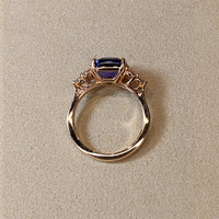 2.73 Ct. Violet Tanzanite and Natural Diamond Accent Stones Ring, 14K Rose Gold Life Style