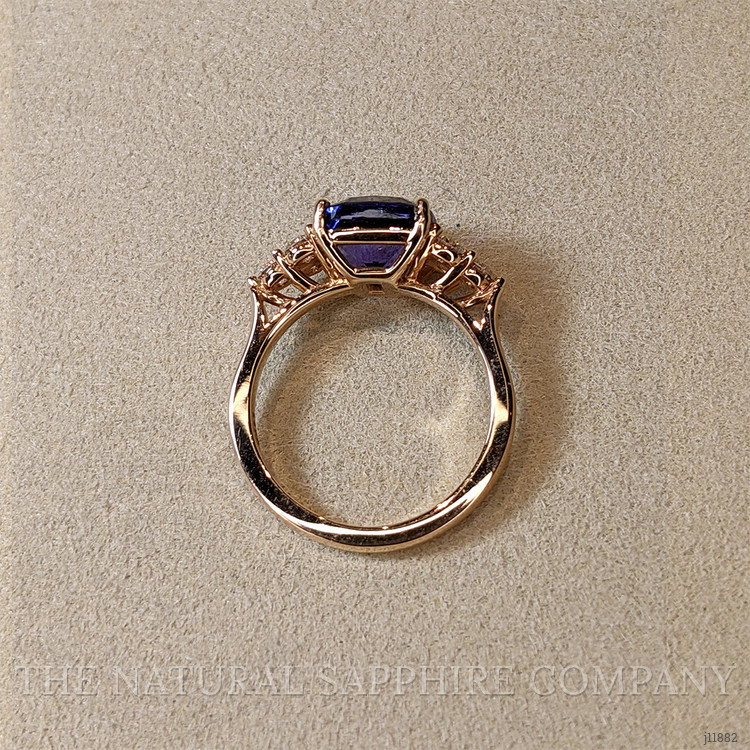 2.73 Ct. Violet Tanzanite and Natural Diamond Accent Stones Ring, 14K Rose Gold