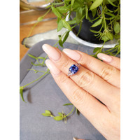 2.73 Ct. Violet Tanzanite and Natural Diamond Accent Stones Ring, 14K Rose Gold Life Style