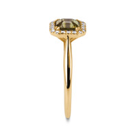 1.43 Ct. Yellowish Green Tourmaline and Natural Diamond Pave Ring, 18K Yellow Gold Image
