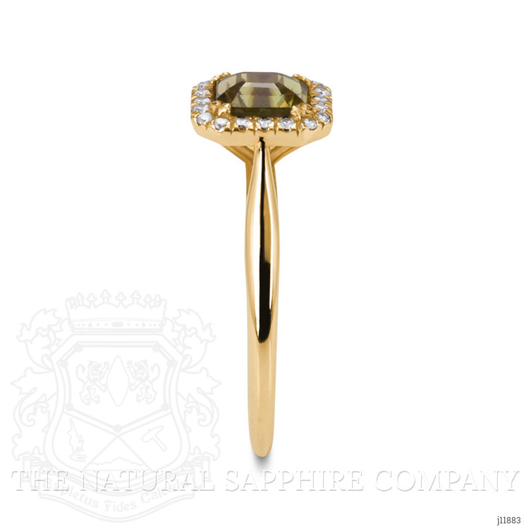 1.43 Ct. Yellowish Green Tourmaline and Natural Diamond Pave Ring, 18K Yellow Gold