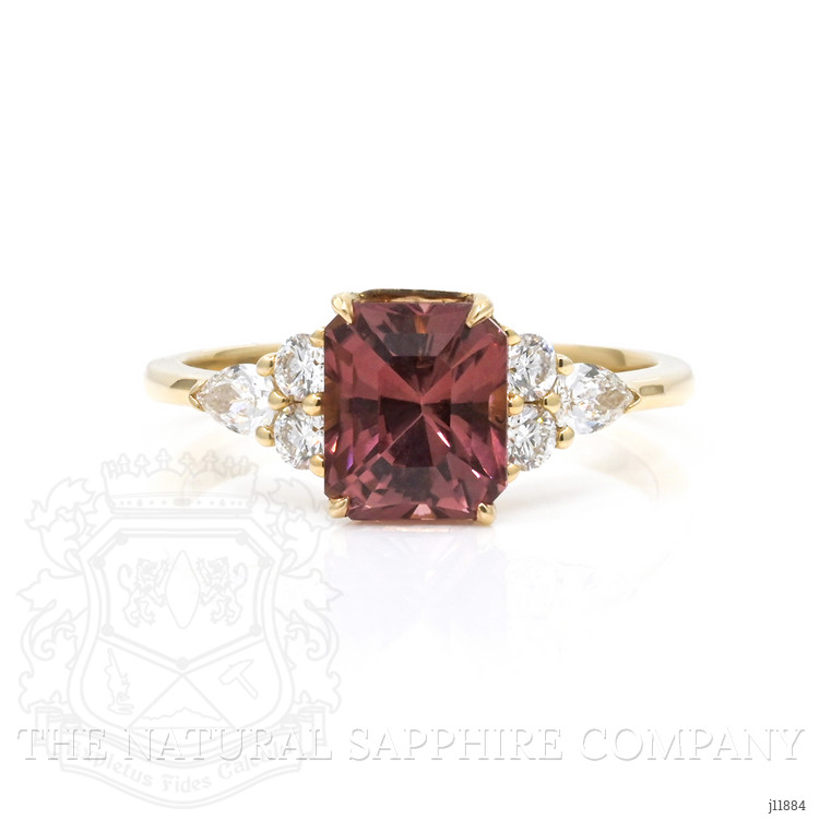 1.94 Ct. Pink Tourmaline and Natural Diamond Accent Stones Ring, 14K Yellow Gold