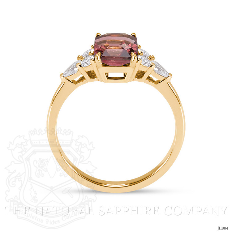 1.94 Ct. Pink Tourmaline and Natural Diamond Accent Stones Ring, 14K Yellow Gold