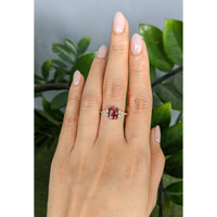 1.94 Ct. Pink Tourmaline and Natural Diamond Accent Stones Ring, 14K Yellow Gold Life Style
