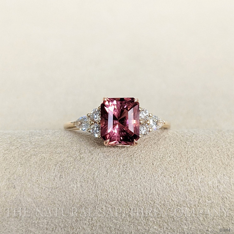 1.94 Ct. Pink Tourmaline and Natural Diamond Accent Stones Ring, 14K Yellow Gold