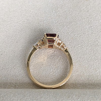 1.94 Ct. Pink Tourmaline and Natural Diamond Accent Stones Ring, 14K Yellow Gold Life Style
